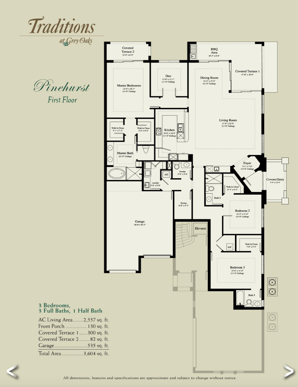 Grey Oaks Traditions Pinehurst Floor Plan