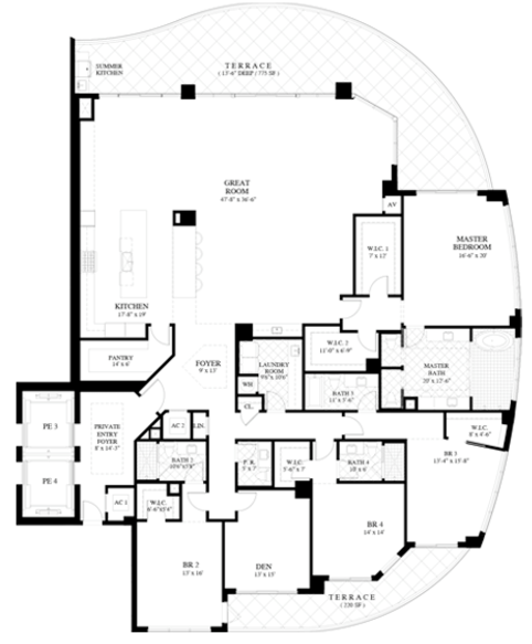 Residence 3- – 3bedrooms, den, 3.5 bathrooms and living area of 4,826sqft