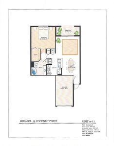 Ginger Floor Plan
1 Bedroom/1 Bathroom
910 A/C Square Feet