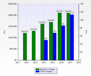 Lake View Units 2-2 Chart 5 year Average Sale Price DOM