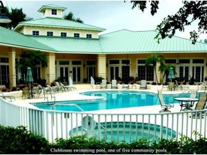 The large and well apointed community pool at Forest Glen Community, a bundled golf community in South Naples, just off of route 951
